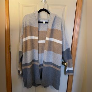 Max Studio Striped Cardigan with Hood, Size XL